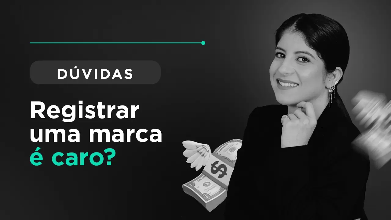 pessoa sorridente com notas de dinheiro ao fundo, perguntando, registro de marca é caro?